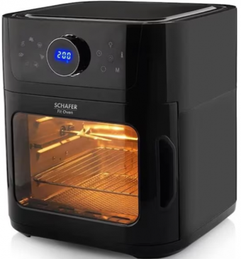 Schafer Fit Oven (2S202-25009-SIY001) Airfryer 12 lt Tek Hazneli Izgara Yapan Led Ekranlı Yağsız Sıcak Hava Fritözü Siyah