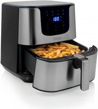 Princess 182060 Airfryer 5.5 lt Tek Hazneli Yağsız Sıcak Hava Fritözü Gümüş