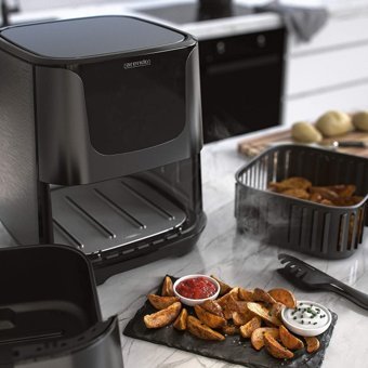 Arendo XXL Airfryer 3.5 lt Tek Hazneli Izgara Yapan Led Ekranlı Sıcak Hava Fritözü Siyah