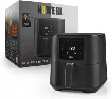 N8werk 05050 Airfryer 5.5 lt Tek Hazneli Izgara Yapan Led Ekranlı Yağsız Sıcak Hava Fritözü Siyah