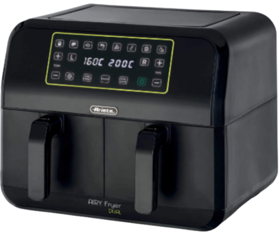 Ariete Dual 4623 Airfryer 8 lt İki Hazneli Led Ekranlı Yağsız Sıcak Hava Fritözü Siyah