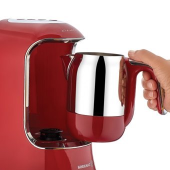 Korkmaz Kahvekolik Aqua A862 Tek Hazneli Otomatik 1200 ml Su Hazneli 4 Fincan Közde Kahve Tadında Akıllı 700 W Kırmızı Türk Kahvesi Makinesi
