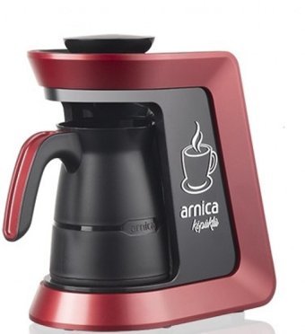 Arnica Köpüklü Pro Tek Hazneli Otomatik 300 ml Su Hazneli 4 Fincan Közde Kahve Tadında 650 W Kırmızı Türk Kahvesi Makinesi