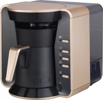 Vestel Sade Tek Hazneli Otomatik 1300 ml Su Hazneli 4 Fincan Akıllı 600 W Gold Türk Kahvesi Makinesi
