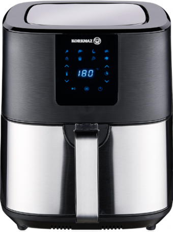 Korkmaz A888 Air Max Airfryer 6.5 lt Tek Hazneli Izgara Yapan Yağsız Sıcak Hava Fritözü Gümüş