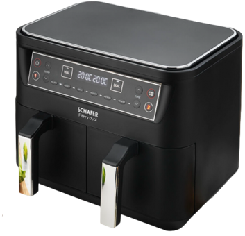 Schafer Fit Fry Dual Dijital (2SE205-25015-SIY01) Airfryer 8 lt İki Hazneli Yağsız Sıcak Hava Fritözü Siyah