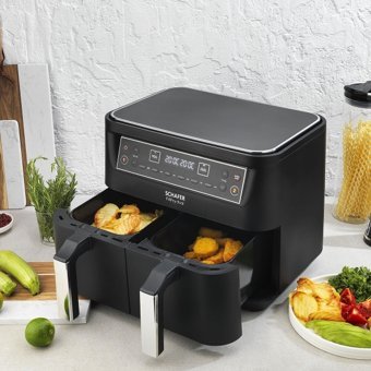 Schafer Fit Fry Dual Dijital (2SE205-25015-SIY01) Airfryer 8 lt İki Hazneli Yağsız Sıcak Hava Fritözü Siyah