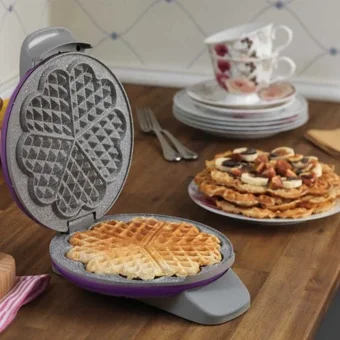 Korkmaz Mia A319 Çiçek Tekli Tek Yönlü 850 W Mor Waffle Makinesi