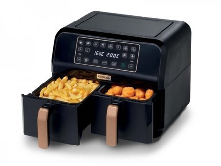 Kenwood HFP70.000BK Copper Airfryer 8 lt İki Hazneli Yağsız Sıcak Hava Fritözü Siyah