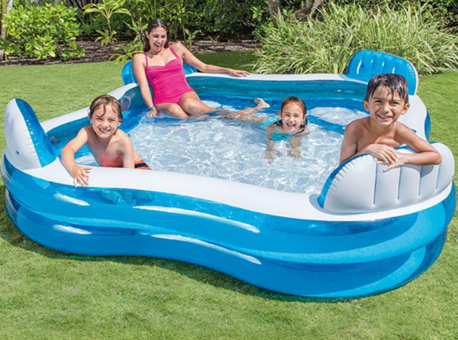Intex 56475 Gölgelikli Oturaklı 229 x 229 cm Geometrik Aile Boyu Şişme Havuz