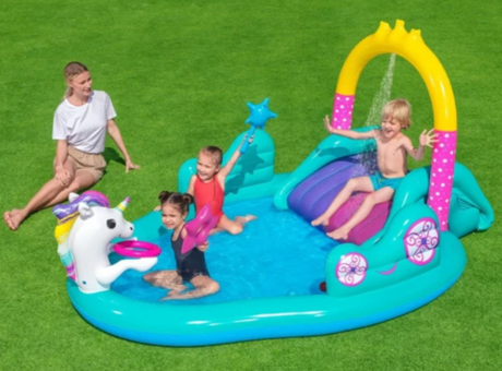 Bestway 53097 Kaydıraklı Oturaklı 198 x 274 cm Geometrik Şişme Havuz