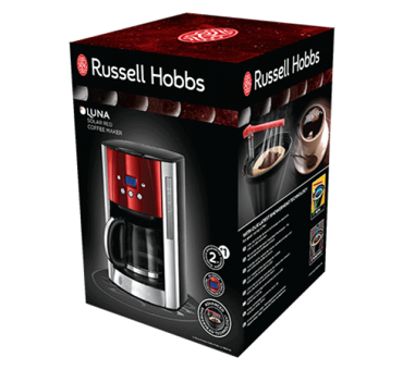Russell Hobbs Luna Solar (23241-56) Zaman Ayarlı Filtreli Karaf 1250 ml Hazne Kapasiteli 12 Fincan Akıllı 1100 W Kırmızı Filtre Kahve Makinesi