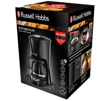 Russell Hobbs Textures Plus (22620-56) Zaman Ayarlı Filtreli Karaf 1250 ml Hazne Kapasiteli Akıllı 1000 W Siyah Filtre Kahve Makinesi