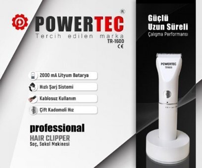 Powertec TR-1600 Saç Sakal ve Ense 4 Başlıklı Çok Amaçlı Kablosuz Tıraş Makinesi