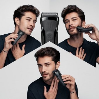Braun 3 Series 300 BT Sakal Ense 5 Başlıklı Çok Amaçlı Sinekkaydı Islak Kablosuz Siyah Tıraş Makinesi