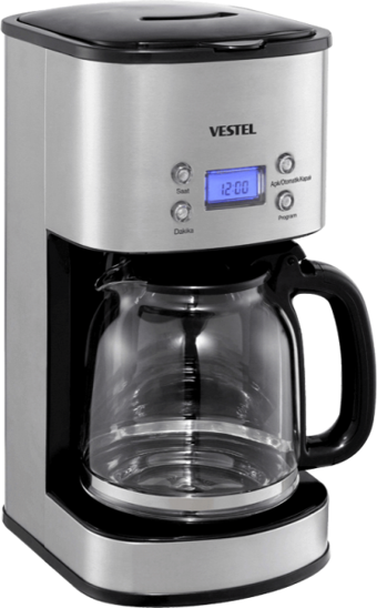 Vestel Şölen K3000 Zaman Ayarlı Filtreli Karaf 1000 ml Hazne Kapasiteli 12 Fincan 1000 W İnox Filtre Kahve Makinesi