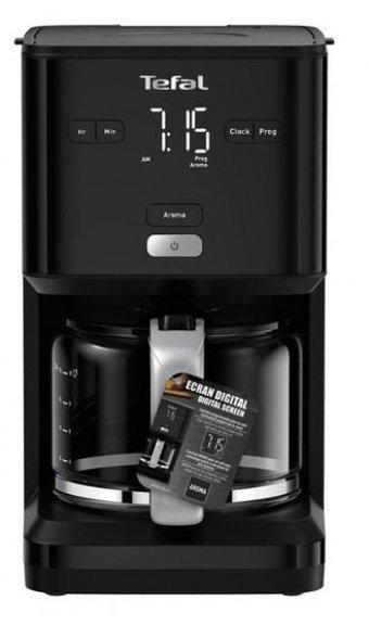 Tefal Smart'N Light CM6008 Zaman Ayarlı Filtreli Karaf 1250 ml Hazne Kapasiteli 15 Fincan Akıllı 2200 W Siyah Filtre Kahve Makinesi