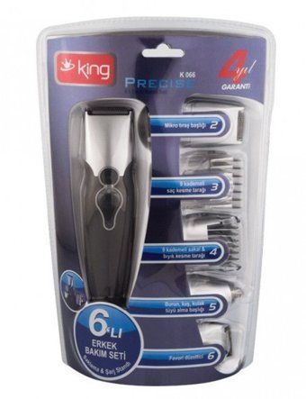 King K-066 Saç Sakal Ense Kulak ve Burun Çift Başlıklı Çok Amaçlı Kablosuz Gri Tıraş Makinesi