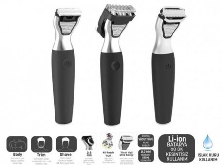 Goldmaster GM-8105 Saç Sakal Vücut ve Ense Tek Başlıklı Çok Amaçlı Islak Ayarlanabilir Başlık Kablosuz Tıraş Makinesi