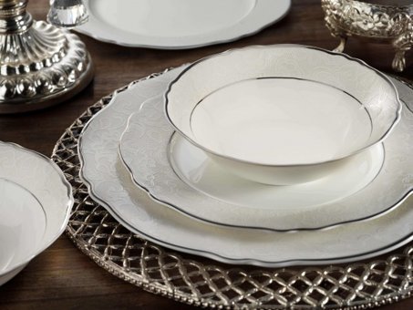 Aryıldız Helena Royal Queen AR 60015 84 Parça 12 Kişilik Desenli Porselen Yuvarlak Yemek Takımı