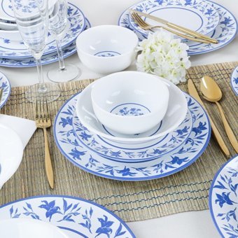 Keramika Blue Dream 24 Parça 6 Kişilik Desenli Stoneware Yuvarlak Yemek Takımı