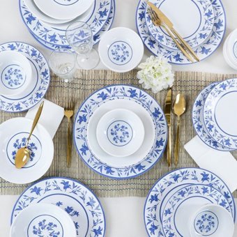 Keramika Blue Dream 24 Parça 6 Kişilik Desenli Stoneware Yuvarlak Yemek Takımı