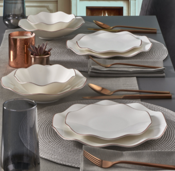 Güral Porselen Atina Copper Bakır 18Y230CP 18 Parça 6 Kişilik Desenli Porselen Yuvarlak Yemek Takımı