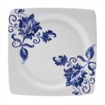 Emsan Blue Stream 24 Parça 6 Kişilik Desenli Porselen Kare Yemek Takımı