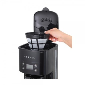 Vestel Retro Zaman Ayarlı Filtreli Karaf 1500 ml Hazne Kapasiteli Akıllı 1000 W Siyah Filtre Kahve Makinesi