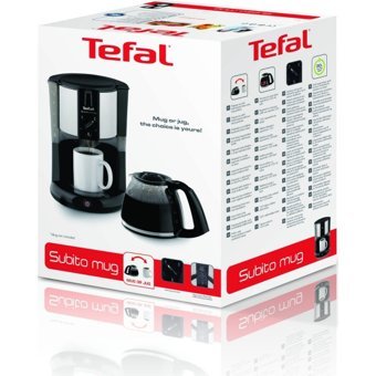 Tefal CM290838 Subito Mug Filtreli Karaf 1250 ml Hazne Kapasiteli 10 Fincan 1200 W Siyah Filtre Kahve Makinesi