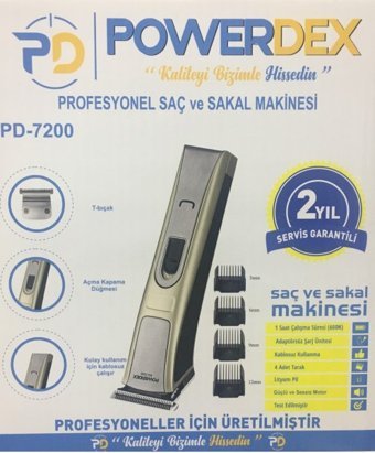 PowerDex PD-7200 Saç Sakal ve Ense 4 Başlıklı Çok Amaçlı Kablosuz Tıraş Makinesi