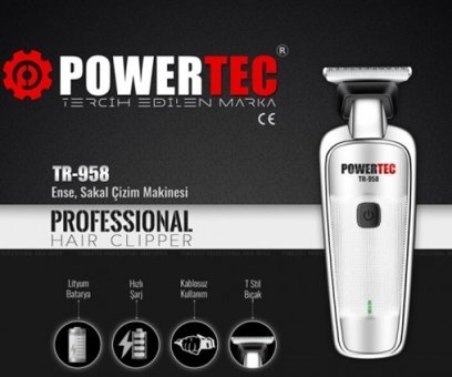 Powertec TR-958 Sakal Ense 6 Başlıklı Kablosuz Tıraş Makinesi