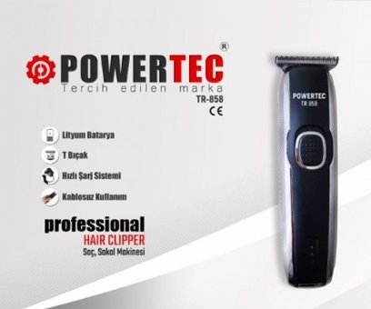 Powertec TR-858 Saç Sakal ve Ense 3 Başlıklı Çok Amaçlı Kablosuz Tıraş Makinesi