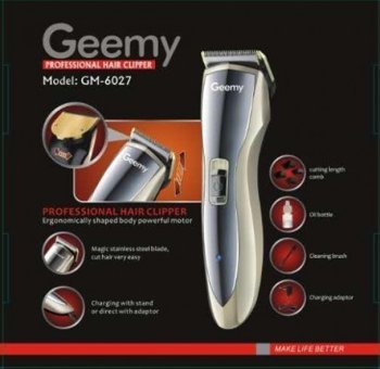 Geemy GM-6027 Saç Sakal ve Ense 4 Başlıklı Çok Amaçlı Kablosuz Gri Tıraş Makinesi