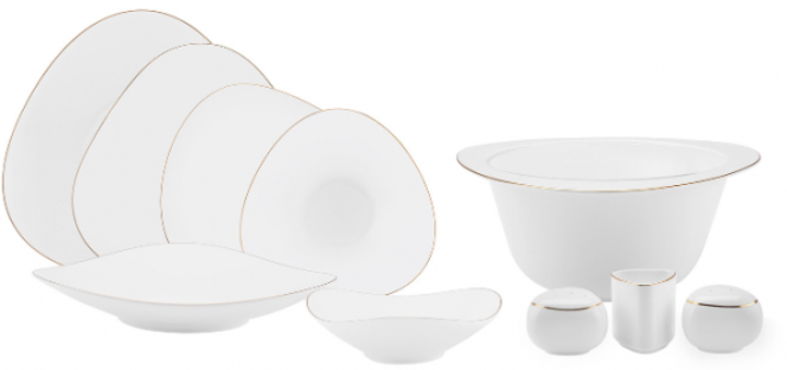 Karaca Fine Pearl Trio 62 Parça 12 Kişilik Desenli Fine Pearl Çokgen Yemek Takımı
