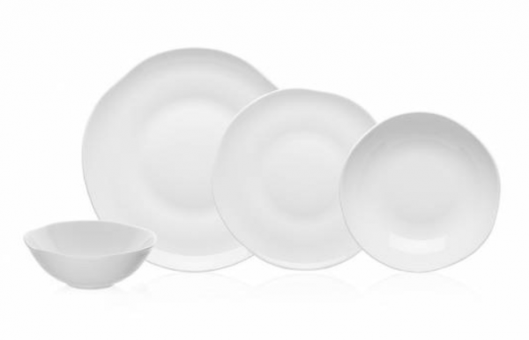 Neva Organik N3087 24 Parça 6 Kişilik Desenli New Bone Yuvarlak Yemek Takımı