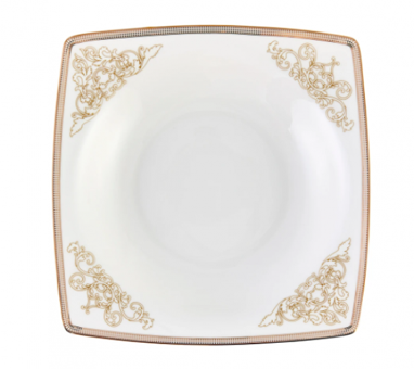 Emsan Fine Bone Masal Gold 61 Parça 12 Kişilik Desenli Fine Bone Kare Yemek Takımı