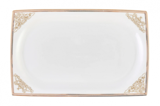 Emsan Fine Bone Masal Gold 61 Parça 12 Kişilik Desenli Fine Bone Kare Yemek Takımı