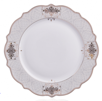 Korkmaz Eliza Collection A8239 60 Parça 12 Kişilik Desenli Kemik Tozu Yuvarlak Yemek Takımı