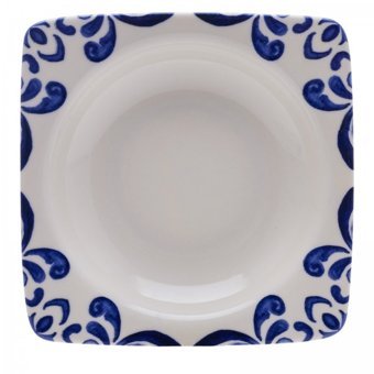 Emsan Ethnic Blue 24 Parça 6 Kişilik Desenli Porselen Kare Yemek Takımı
