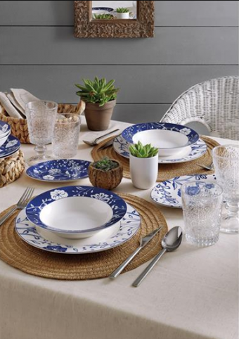 Pierre Cardin Como 24 Parça 6 Kişilik Desenli Bone China Yuvarlak Yemek Takımı