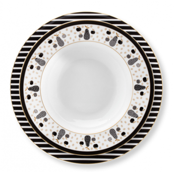 Bernardo Apple Pear 24 Parça 6 Kişilik Desenli Bone China Yuvarlak Yemek Takımı