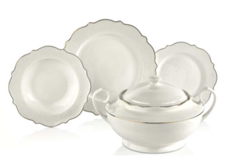 Korkmaz Eliza Collection A8241 60 Parça 12 Kişilik Desenli Bone Yuvarlak Yemek Takımı