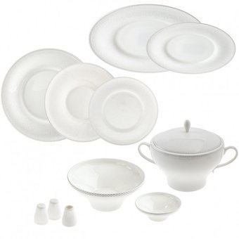Jumbo Mona 61 Parça 12 Kişilik Desenli Bone Yuvarlak Yemek Takımı