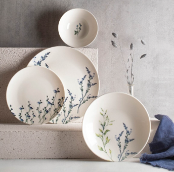 Chichi Home Home Lavender 24 Parça 6 Kişilik Desenli Porselen Yuvarlak Yemek Takımı