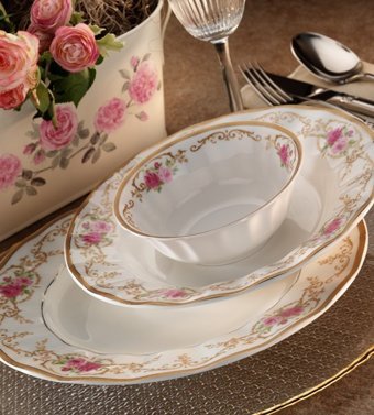 Aryıldız AR 30057 83 Parça 12 Kişilik Desenli Bone China Yuvarlak Yemek Takımı