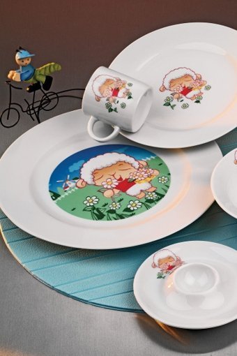 Kütahya Porselen Kuzu 5 Parça 1 Kişilik Desenli Porselen Yuvarlak Yemek Takımı