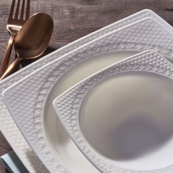 Güral Porselen Bonenjoy 24Y400 24 Parça 6 Kişilik Desenli Porselen Kare Yemek Takımı