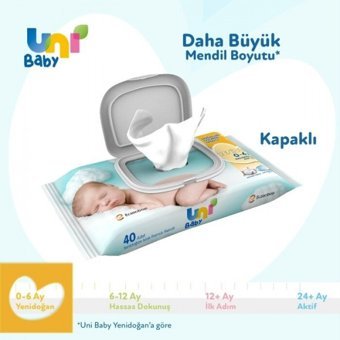 Uni Baby Yenidoğan Antibakteriyel 40 Yaprak Islak Mendil
