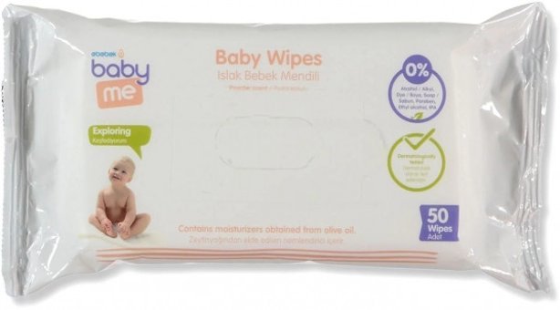 Baby Me Pudra Kokulu Zeytinyağlı Antibakteriyel 50 Yaprak Islak Mendil